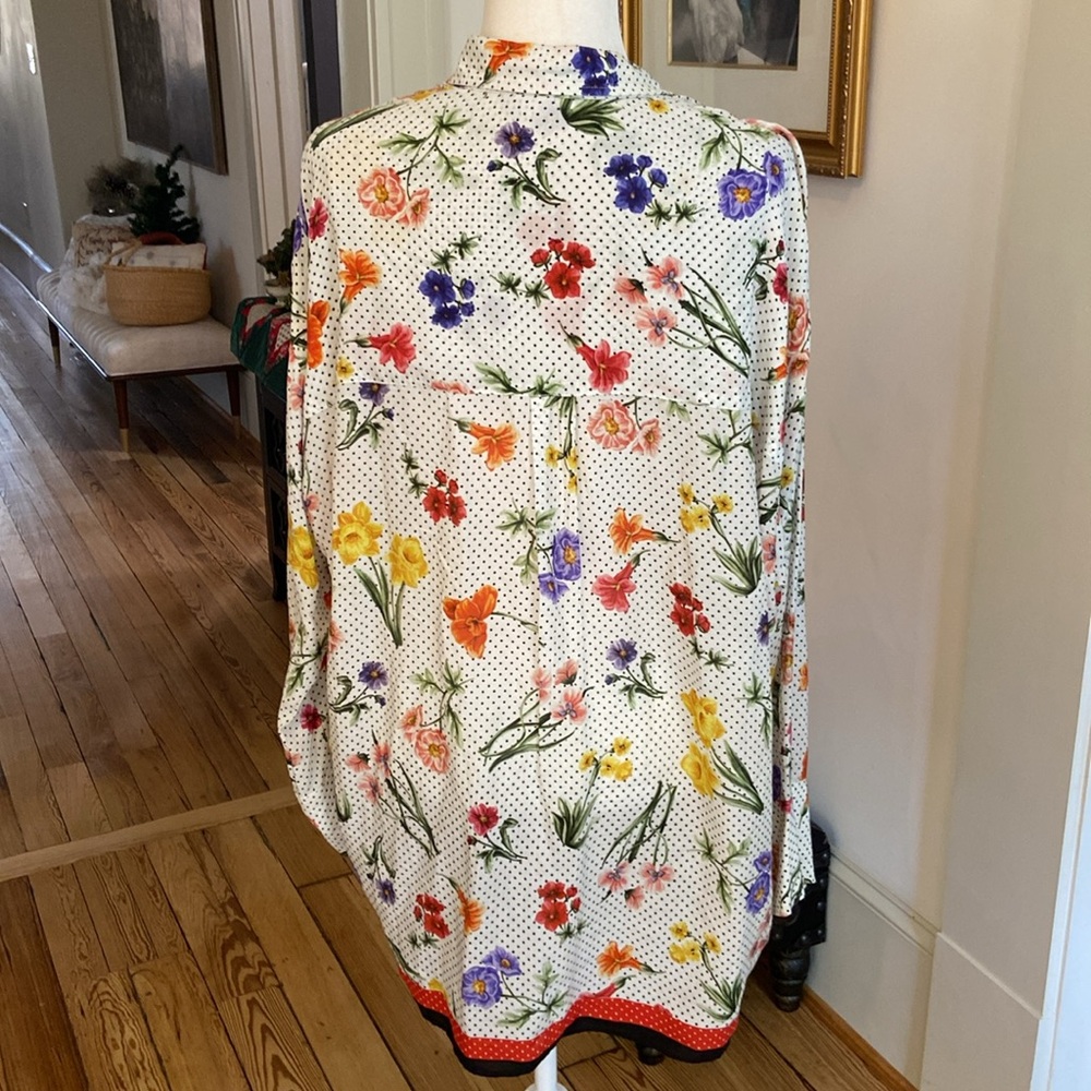 ZARA WOMAN FLORAL POLKA DOT
OVERSIZED V NECK TUNIC TOP
BLOUSE SIZE M - Picture 7 of 8
